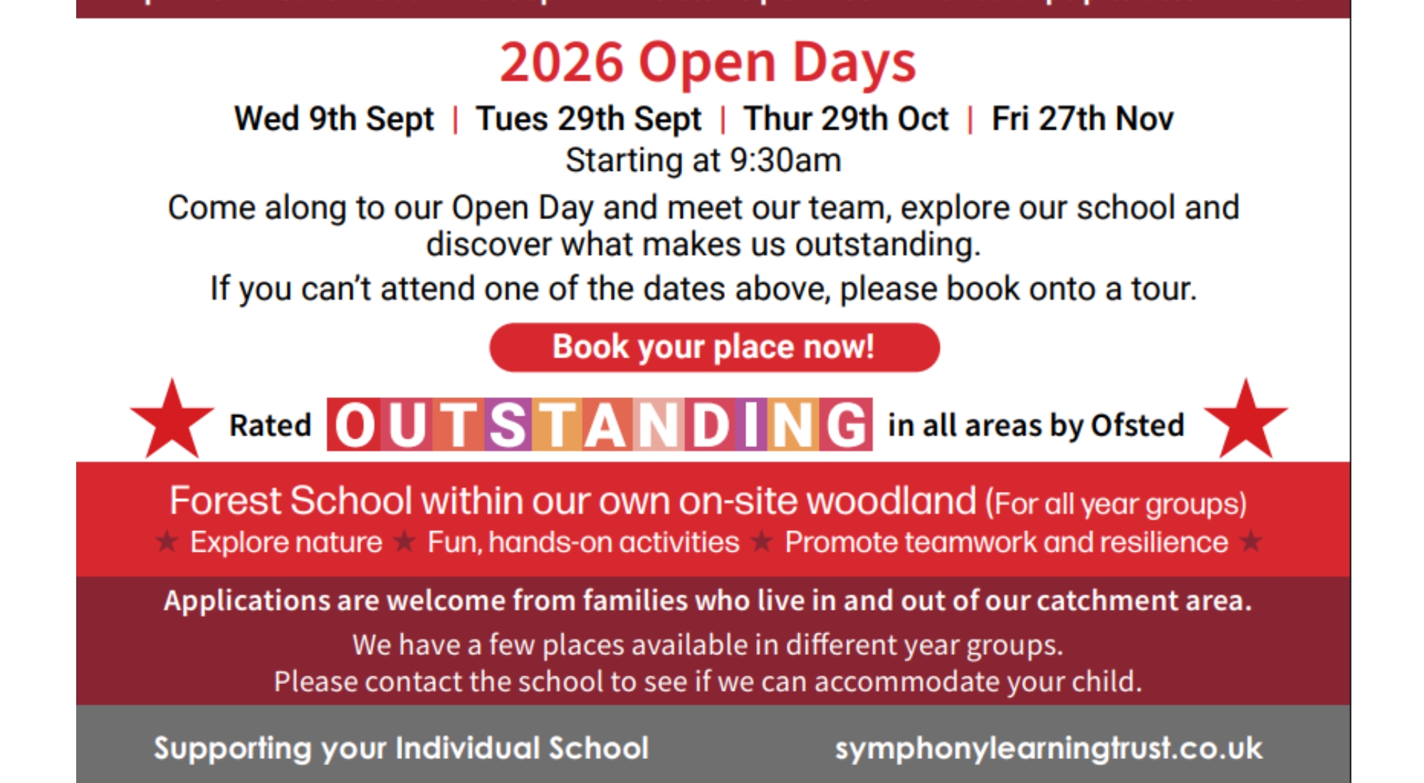 Open Days for 2026 are open for booking! Open Days for 2026 are open for booking!